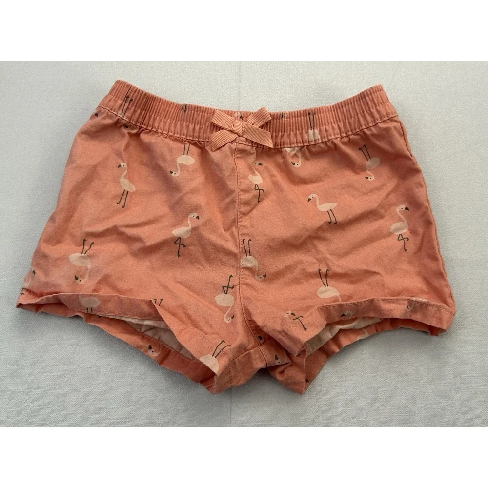 Carter's Just One You Girls 12M Pink Flamingo Shorts Cotton Beach Tropical